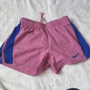 Nike Pink Shorts with Blue Side Panels